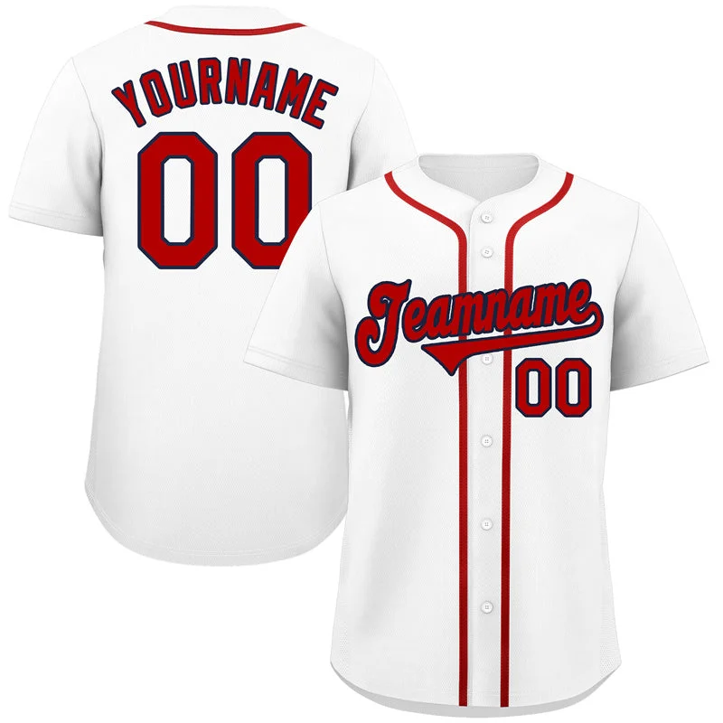 Practice Baseball Jersey-Custom White Red-Navy Classic Style Authentic Baseball Jersey