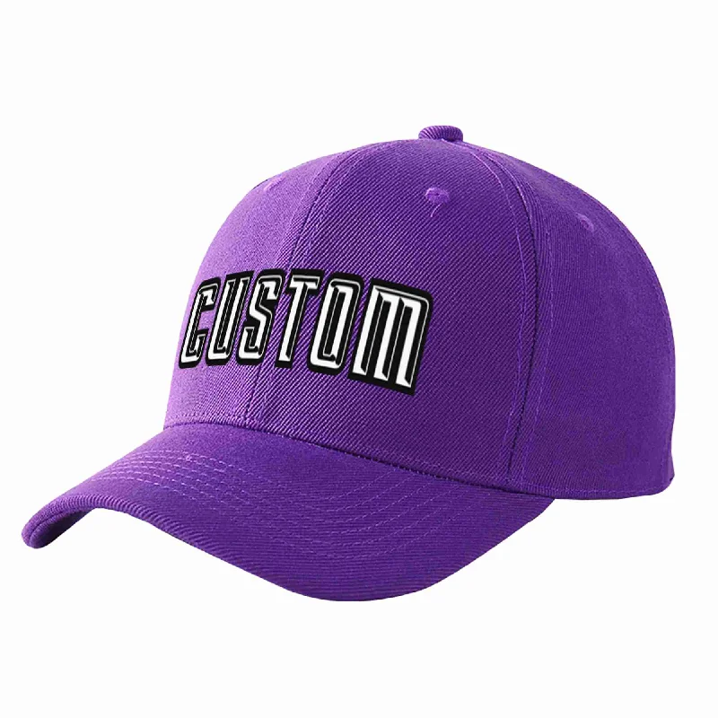 Father's Day Baseball Cap-Custom Purple White-Black Curved Eaves Sport Baseball Cap Design for Men/Women/Youth