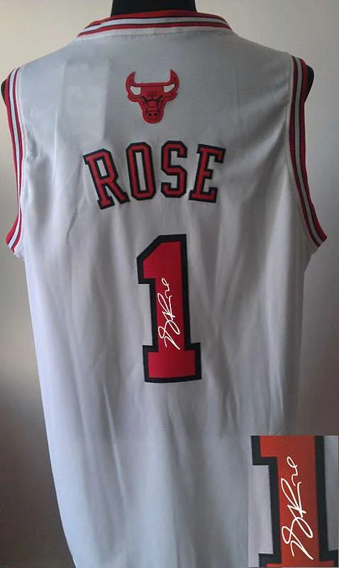 Royal Blue Basketball Jersey-Bulls 1 Rose White Signature Edition Basketball Jerseys