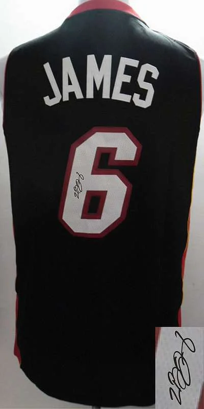 Supporter Basketball Jersey-Heat 6 James Black Signature Edition Basketball Jerseys