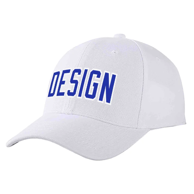 Wedding Baseball Cap-Custom White Royal-White Curved Eaves Sport Design Baseball Cap