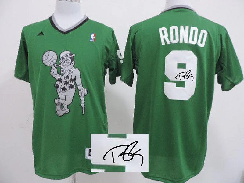 Family Basketball Jersey-Celtics 9 Rondo Green Signature Basketball Jerseys