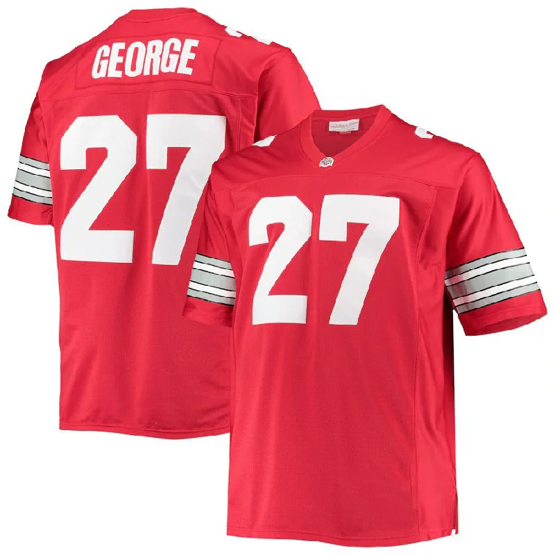 Minor League Football Jersey-O.State Buckeyes #27 Eddie George Mitchell & Ness Big & Tall Legacy Alumni Jersey Scarlet Football Jersey Stitched American College Jerseys