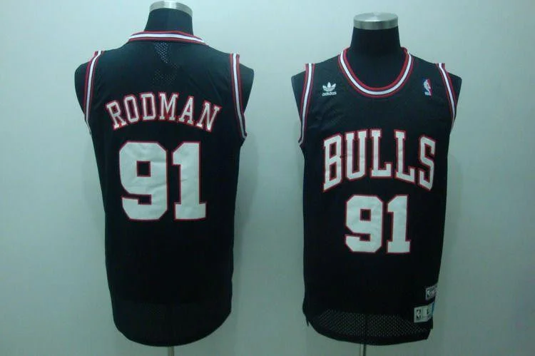 MVP Basketball Jersey-Bulls 91 Rodman Black Throwback Basketball Jerseys