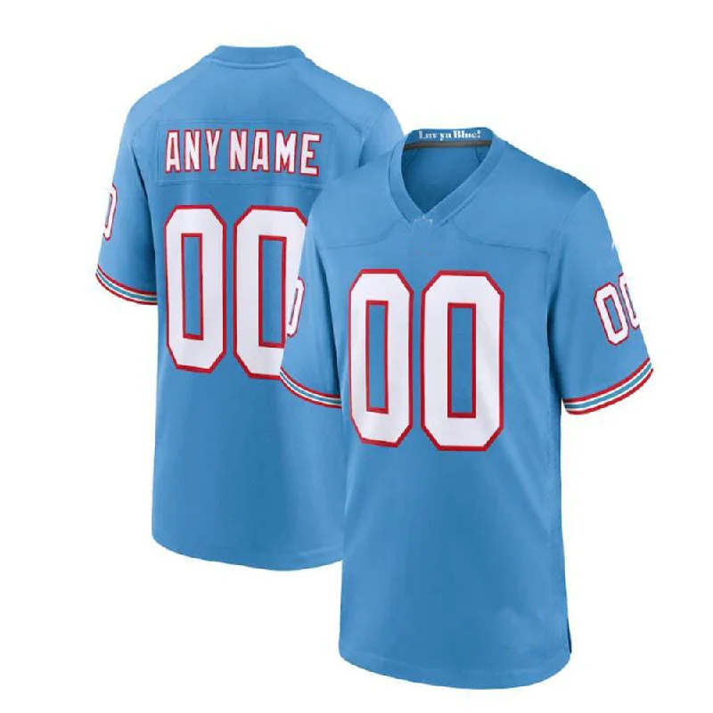 Bridesmaid Football Jersey-Custom T.Titans Light Blue Oilers Throwback Game Jersey American Stitched Football Jerseys