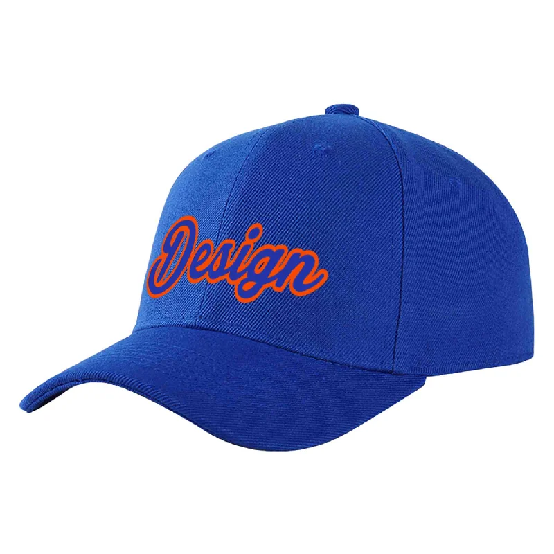 Flight Attendant Baseball Cap-Custom Royal Royal-Orange Curved Eaves Sport Design Baseball Cap