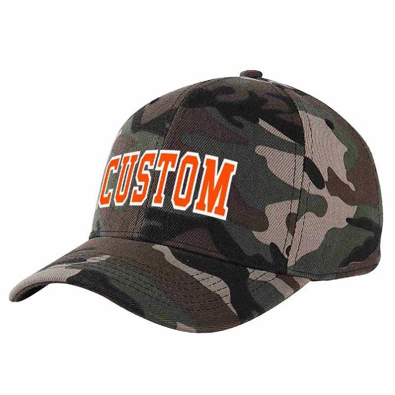 Safety Baseball Cap-Custom Camo Orange-White Curved Eaves Sport Baseball Cap Design for Men/Women/Youth