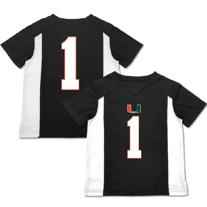 Pullover Football Jersey-#1 M.Hurricanes Garb Football Jersey - Black American College Jerseys