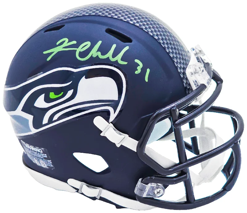 Referee Rugby Helmet-Kam Chancellor Autographed Seattle Seahawks Blue Speed Mini Helmet MCS Holo Stock #220825