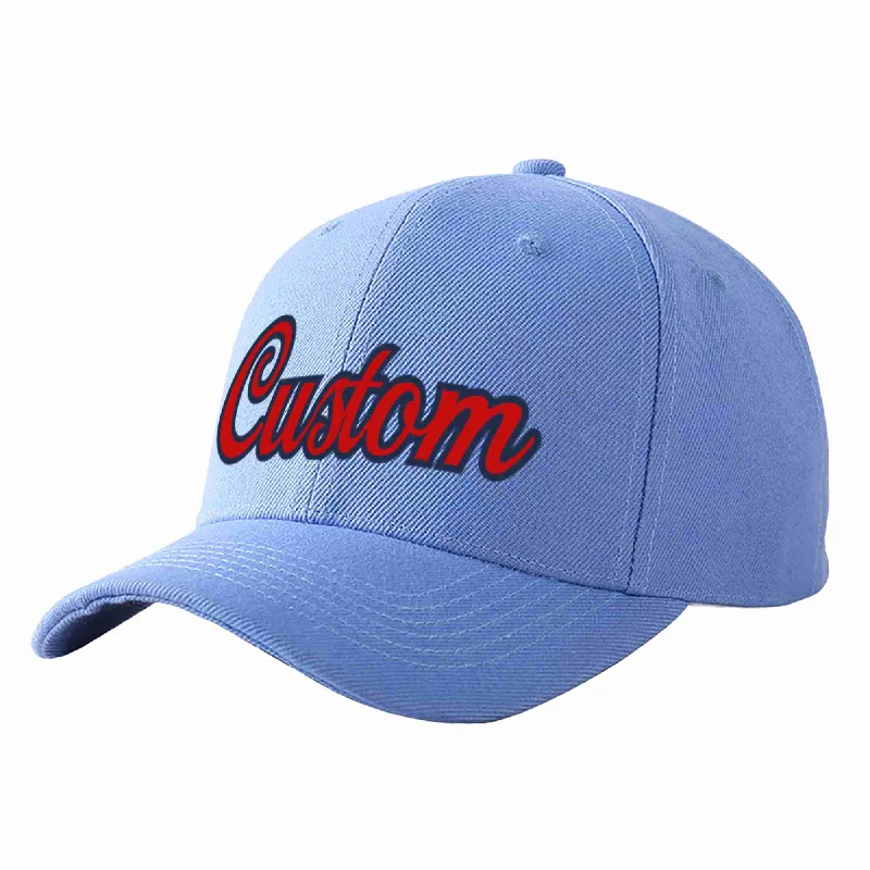 Holiday Baseball Cap-Custom Sky Blue Red-Navy Curved Eaves Sport Baseball Cap Design for Men/Women/Youth