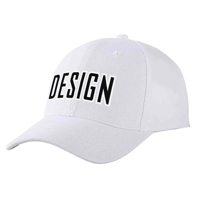 Sun Protection Baseball Cap-Custom White Black-White Curved Eaves Sport Design Baseball Cap