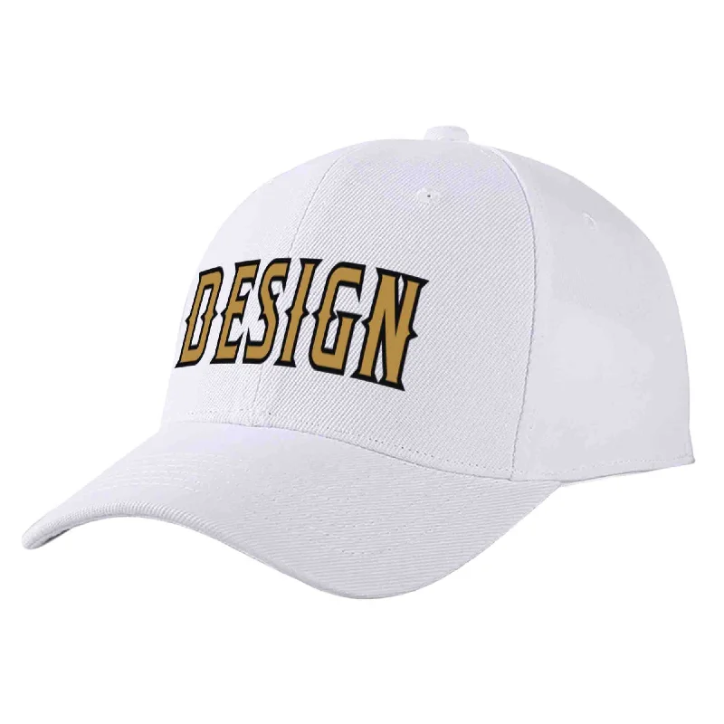 Halloween Baseball Cap-Custom White Old Gold-Black Curved Eaves Sport Design Baseball Cap