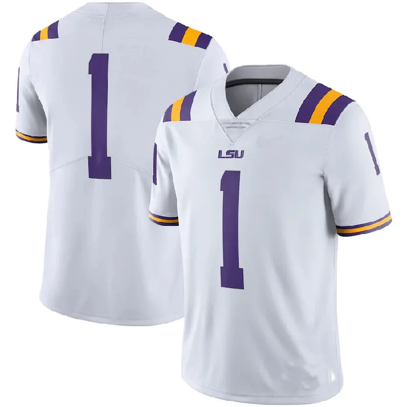 Yellow Football Jersey-#1 L.Tigers Team Limited Jersey White Football Jersey Stitched American College Jerseys