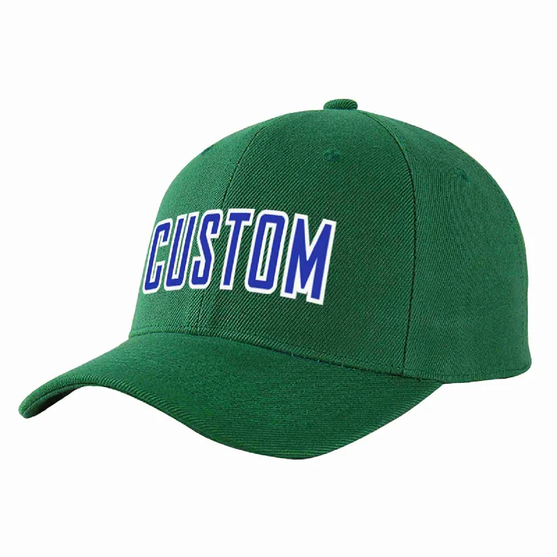 Rodeo Baseball Cap-Custom Green Royal-White Curved Eaves Sport Baseball Cap Design for Men/Women/Youth