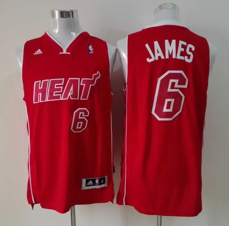 Training Basketball Jersey-Heat 6 James Red 2014 Swingman Basketball Jerseys