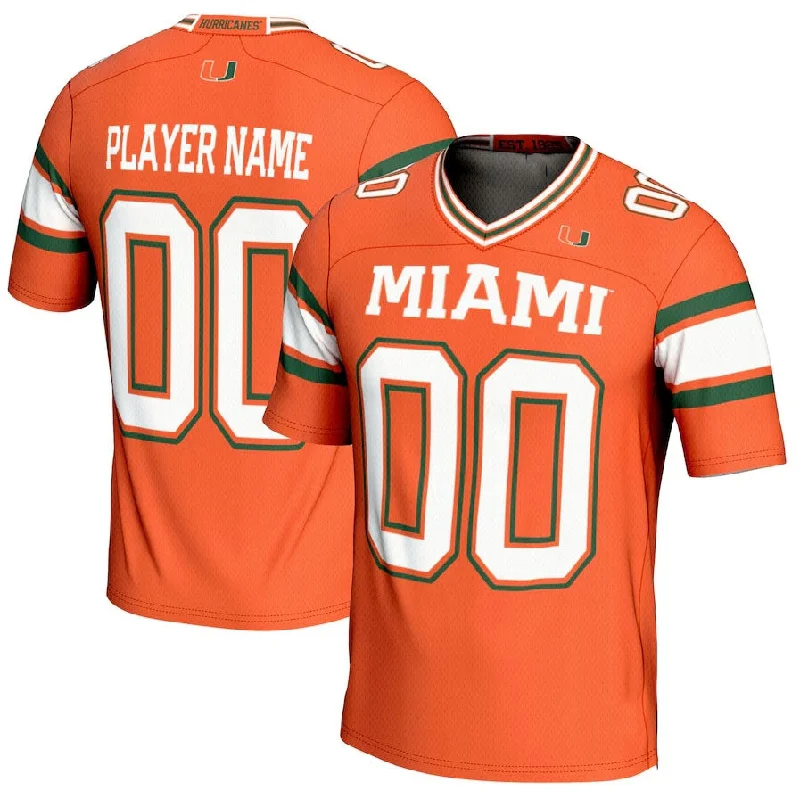 Replica Team Football Jersey-Custom M.Hurricanes GameDay Greats NIL Pick-A-Player Football Jersey - Orange American College Jerseys