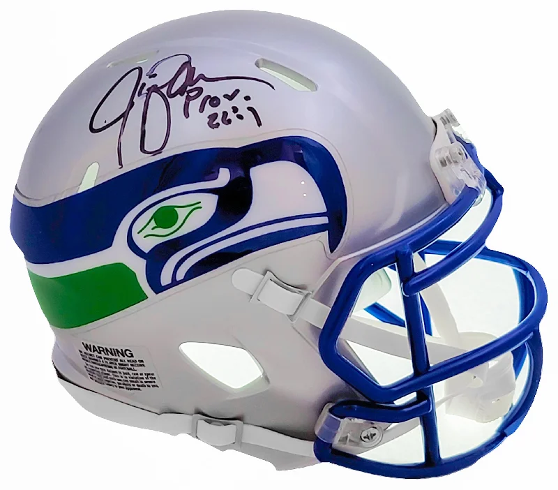 Classic Rugby Helmet-Jim Zorn Autographed Seattle Seahawks Silver Throwback (1983-2001) Speed Mini Helmet MCS Holo Stock #211076