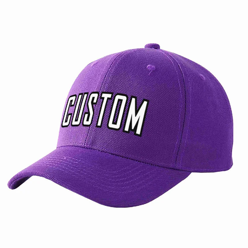 Trendy Baseball Cap-Custom Purple White-Black Curved Eaves Sport Baseball Cap Design for Men/Women/Youth