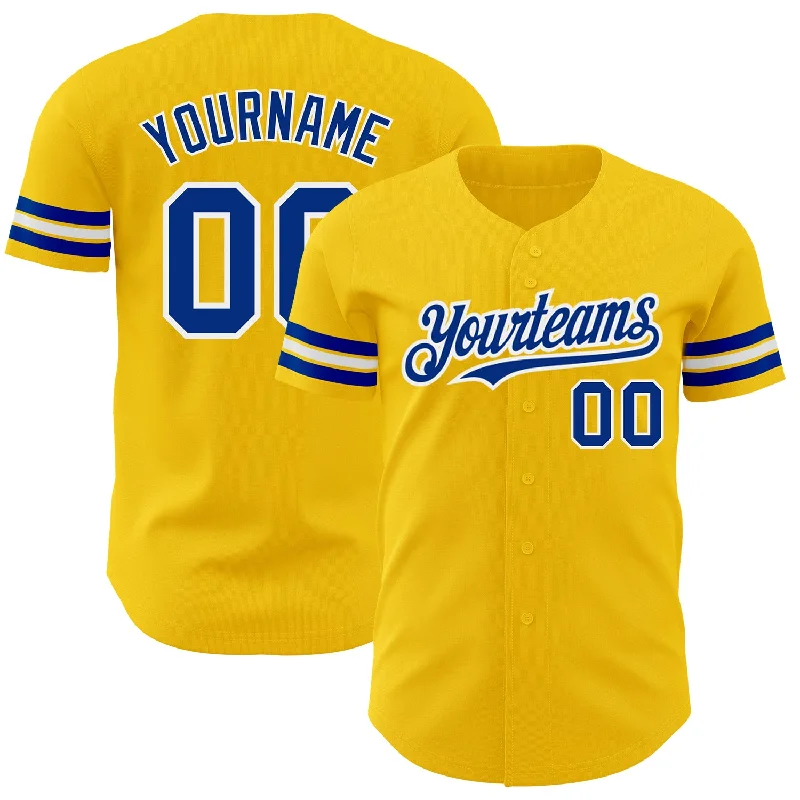 Baseball Club Jersey-Custom Yellow Royal-White Authentic Baseball Jersey