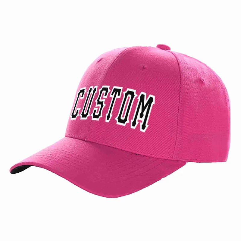 Gift Baseball Cap-Custom Rose Red Black-White Curved Eaves Sport Baseball Cap Design for Men/Women/Youth