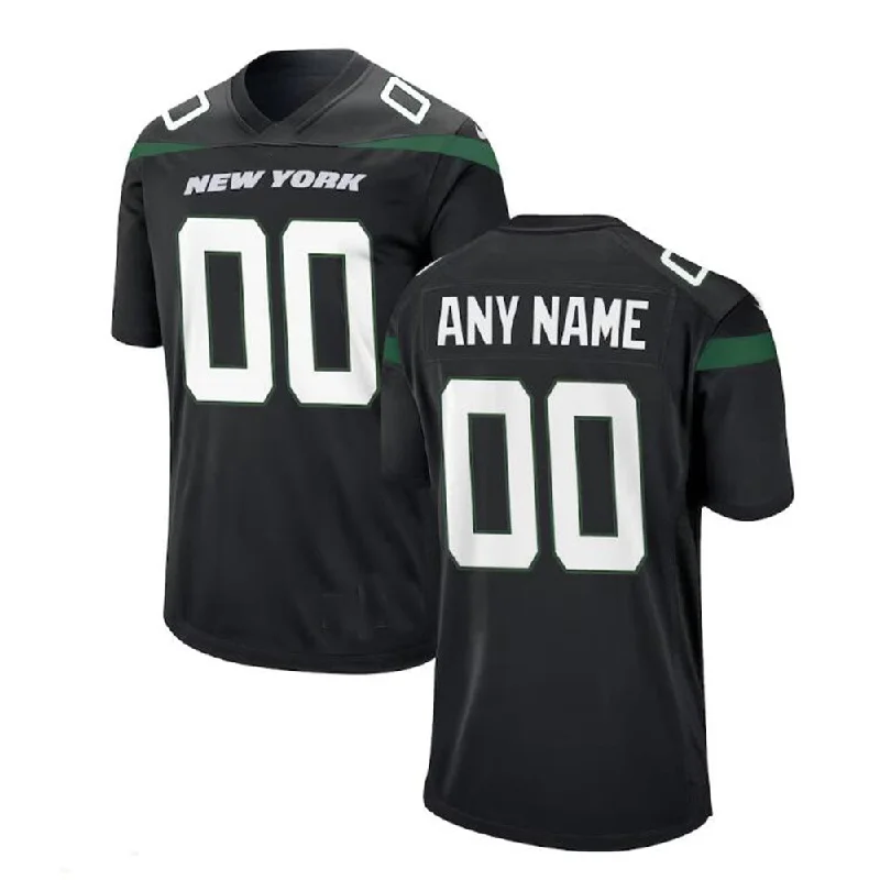 Athletic Fit Football Jersey-Custom NY.Jets Stealth Black Alternate Game Jersey Stitched Jersey Football Jersey