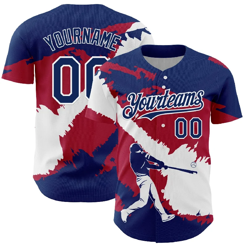 Away Game Baseball Jersey-Custom US Navy Blue Cardinal-White 3D USA Flag Authentic Baseball Jersey