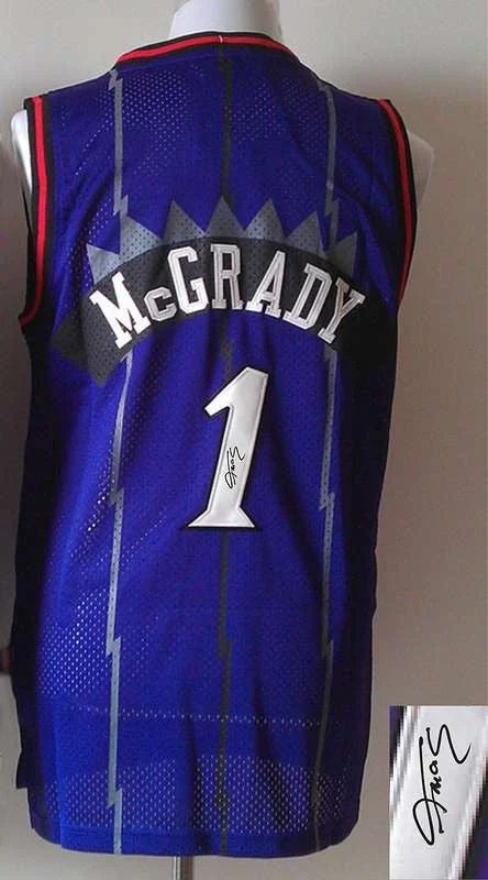 Navy Blue Basketball Jersey-Raptors 1 McGrady Purple Signature Edition Basketball Jerseys