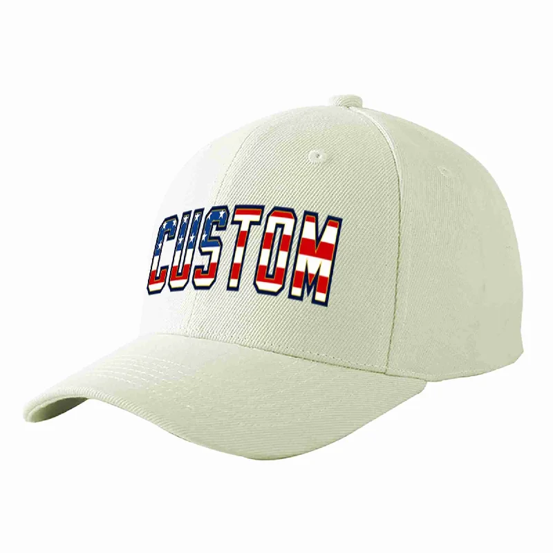 Sailor Baseball Cap-Custom Cream Vintage USA Flag-Gold Curved Eaves Sport Baseball Cap Design for Men/Women/Youth