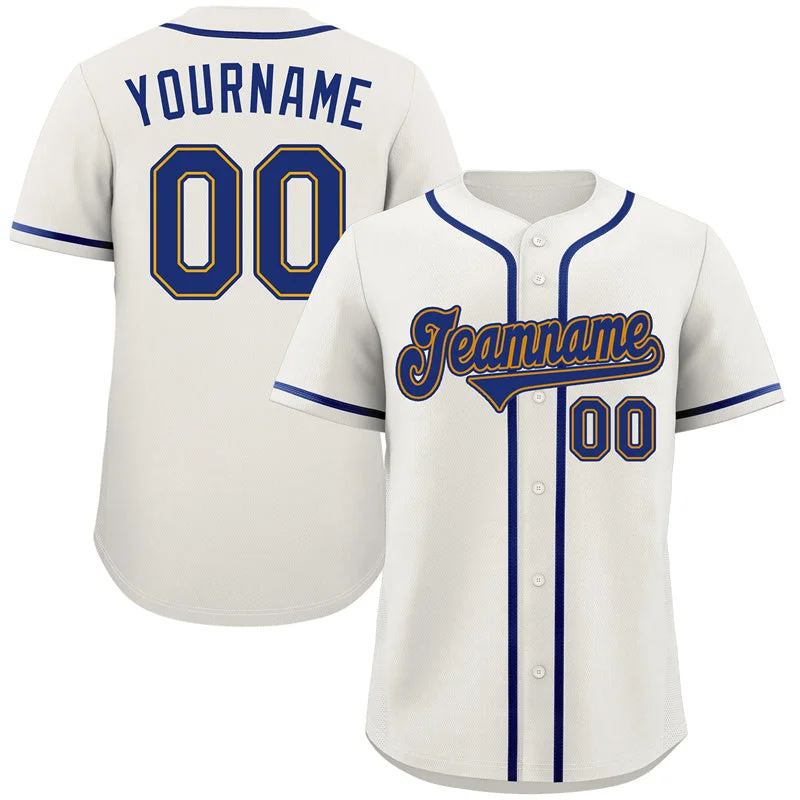 Retro Baseball Jersey-Custom Cream Royal-Gold Classic Style Authentic Baseball Jersey