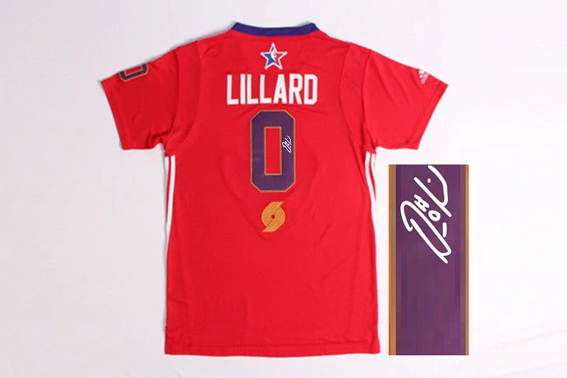 Birthday Basketball Jersey-2014 All Star West 0 Lillard Red Signature Edition Basketball Jerseys