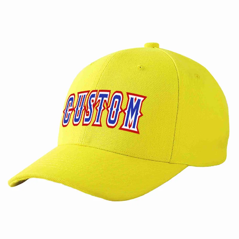 Work Casual Baseball Cap-Custom Yellow Royal-White Curved Eaves Sport Baseball Cap Design for Men/Women/Youth