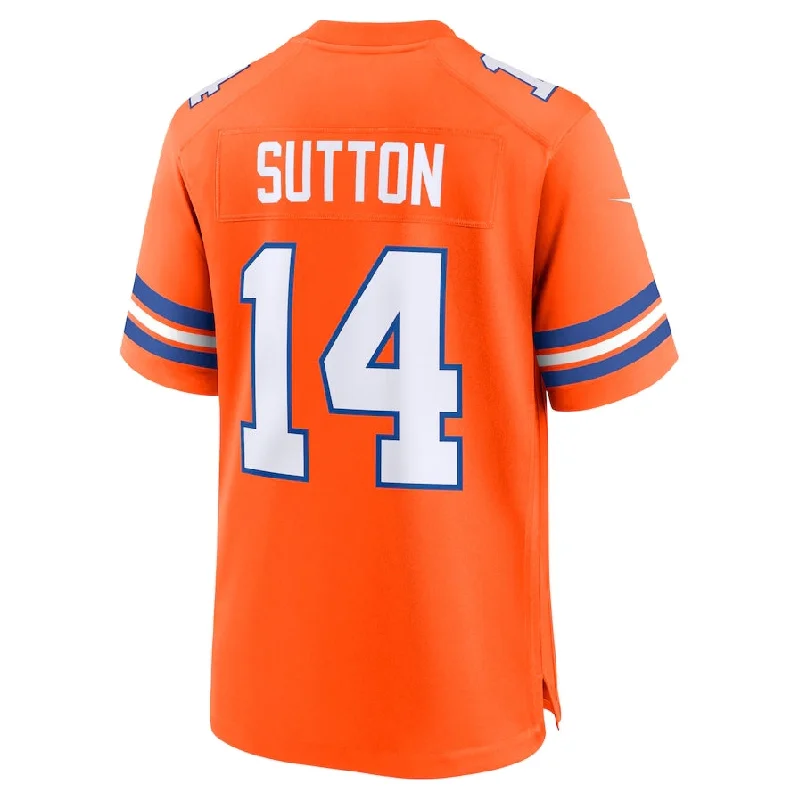 Football History Jersey-D.Broncos #14 Courtland Sutton Orange Mile High Collection 1977 Throwback Player Game Football Jerseys