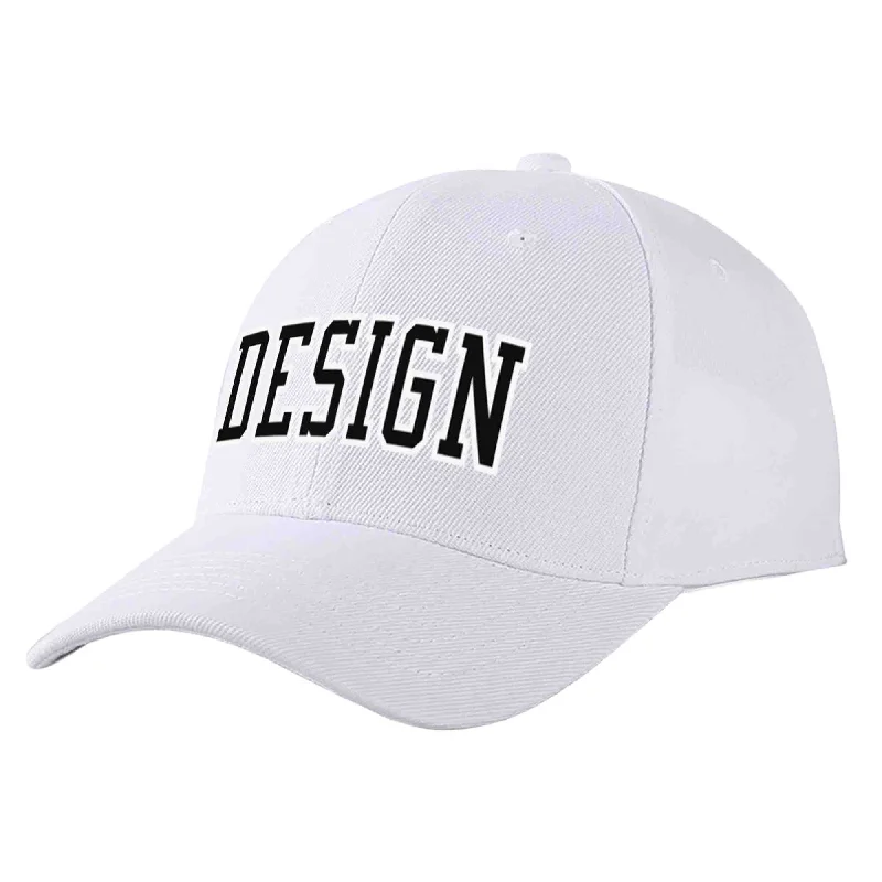 Equestrian Baseball Cap-Custom White Black-White Curved Eaves Sport Design Baseball Cap