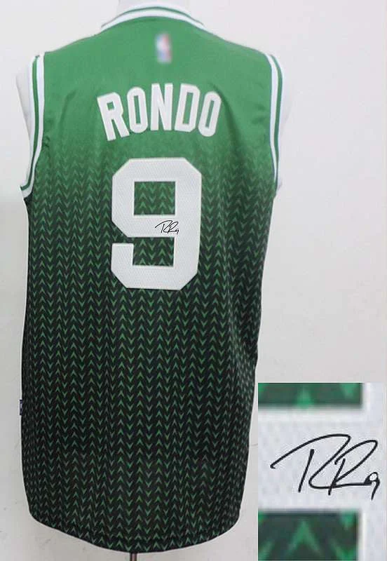 Dark Color Basketball Jersey-Celtics 9 Rondo Green Resonate Fashion Signature Edition Basketball Jerseys