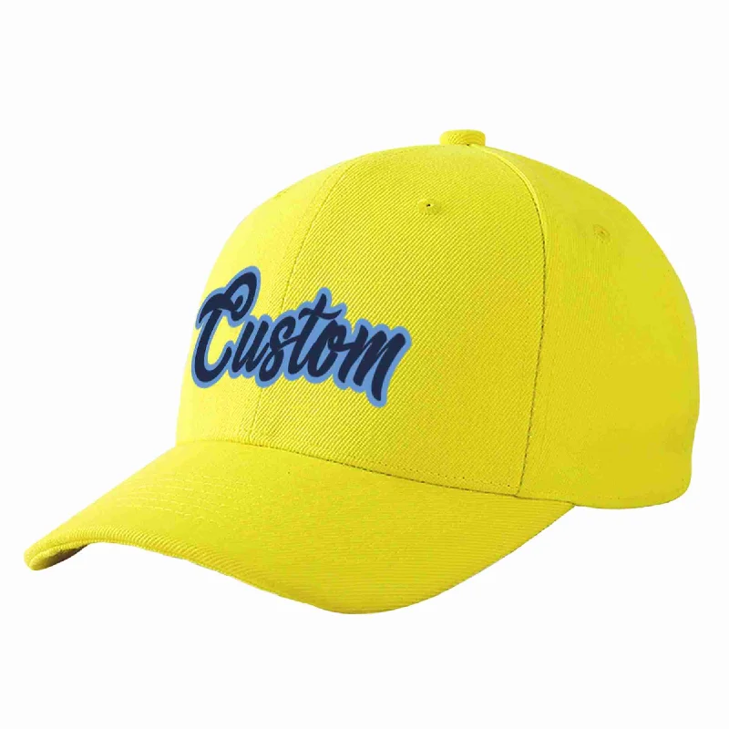 UV Protection Baseball Cap-Custom Yellow Navy-Light Blue Curved Eaves Sport Baseball Cap Design for Men/Women/Youth