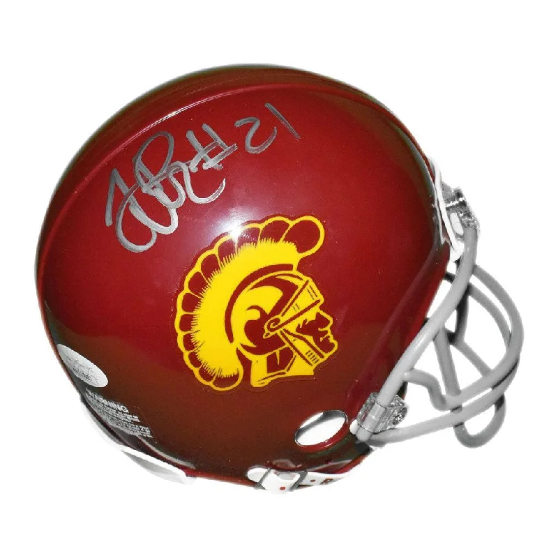 Professional Rugby Helmet-LenDale White Signed USC Trojans Mini Replica Football Helmet (JSA)