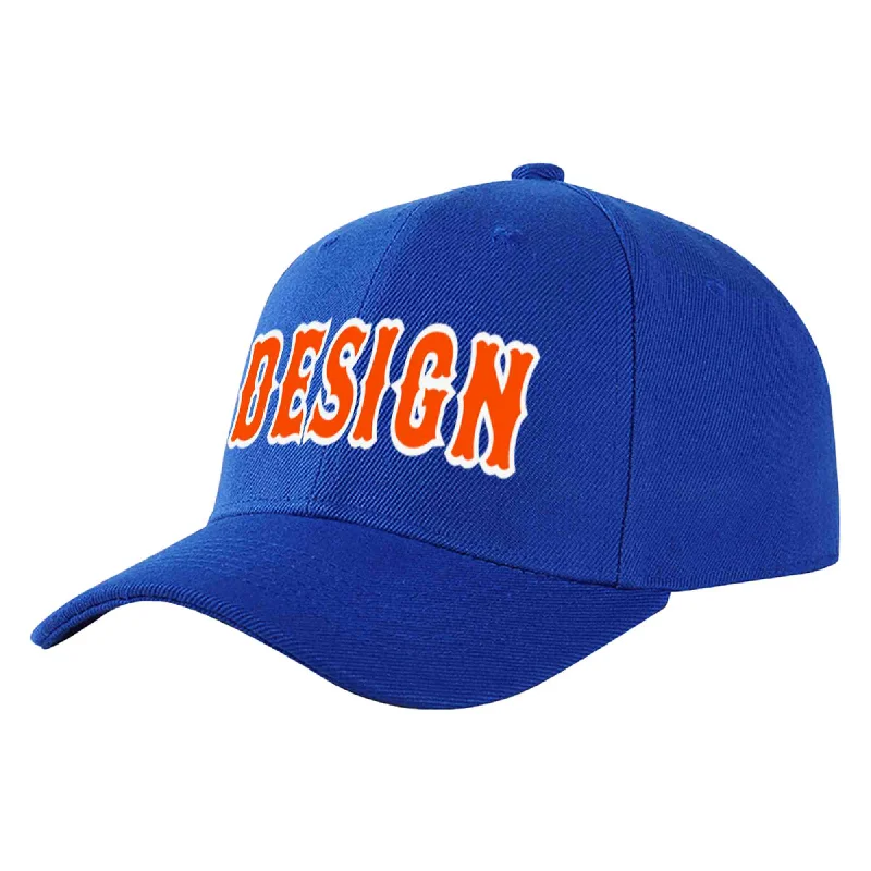 Brotherhood Baseball Cap-Custom Royal Orange-White Curved Eaves Sport Design Baseball Cap