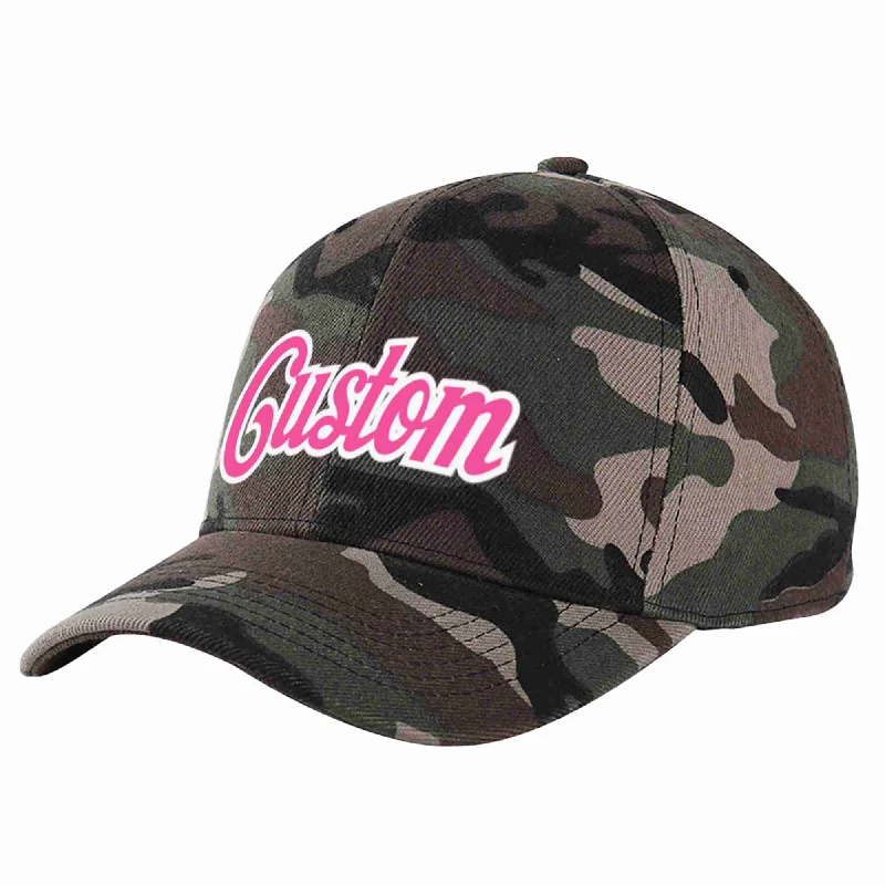 Breathable Mesh Baseball Cap-Custom Camo Pink-White Curved Eaves Sport Baseball Cap Design for Men/Women/Youth