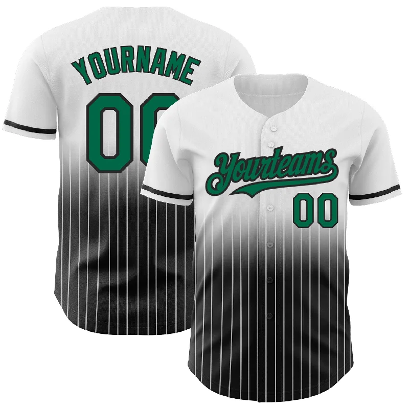 Orange Baseball Jersey-Custom White Pinstripe Kelly Green-Black Authentic Fade Fashion Baseball Jersey