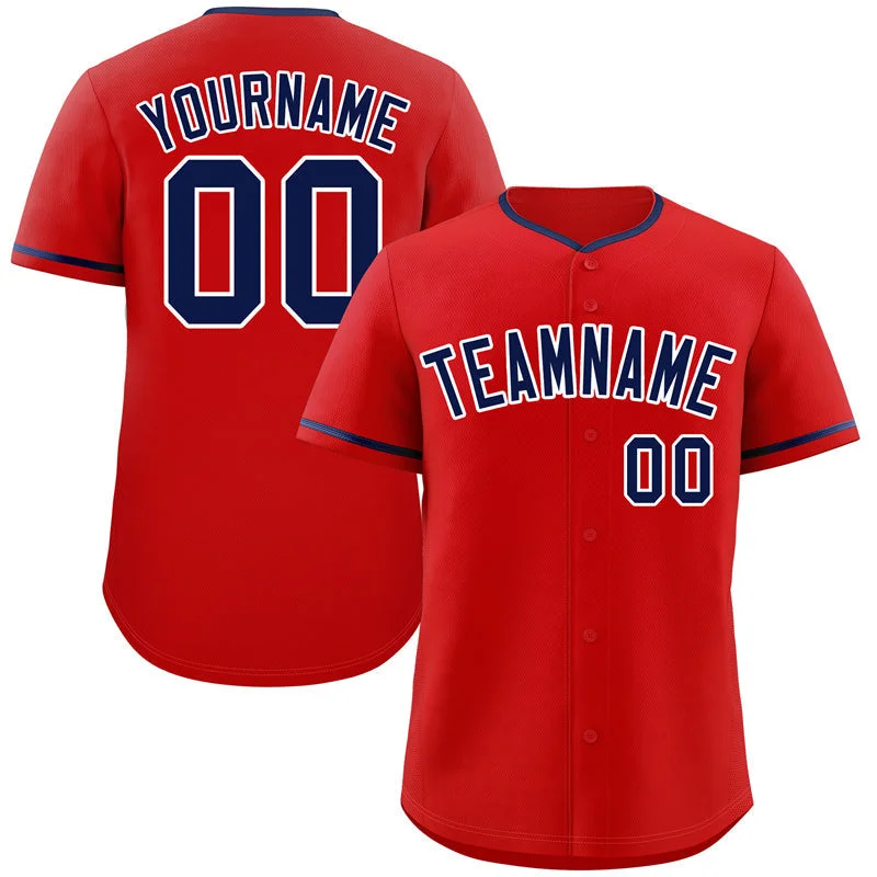 Baseball School Jersey-Custom Red Navy-White Classic Style Authentic Baseball Jersey