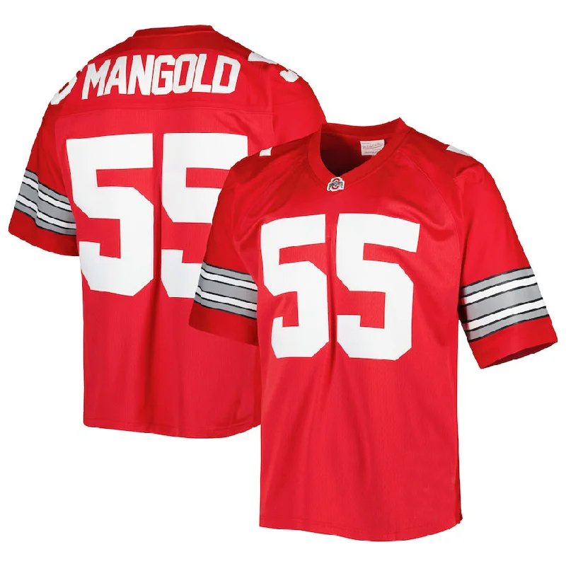 Football Team Uniform Jersey-O.State Buckeyes #55 Nick Mangold Mitchell & Ness Authentic Jersey  Scarlet Football Jersey Stitched American College Jerseys