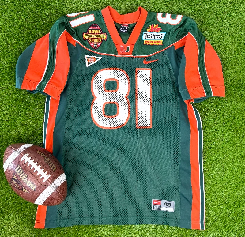 Custom Name Football Jersey-Miami Hurricanes Kellen Winslow Jr. 2003 Tostitos Bowl College Football BCS National Championship Jersey (48/XL)