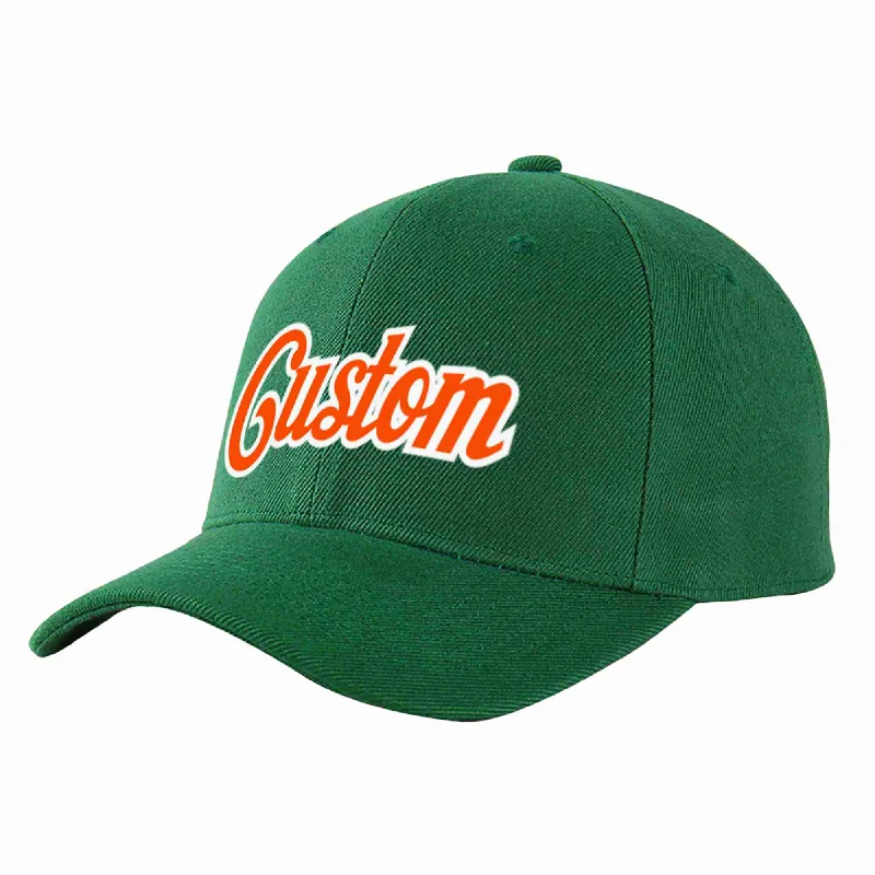 Work Casual Baseball Cap-Custom Green Orange-White Curved Eaves Sport Baseball Cap Design for Men/Women/Youth