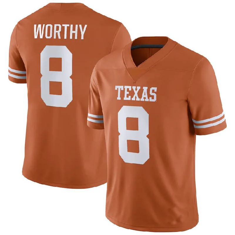 Name and Number Football Jersey-T.Longhorns #8 Xavier Worthy NIL Replica Football Jersey Texas Orange Stitched American College Jerseys