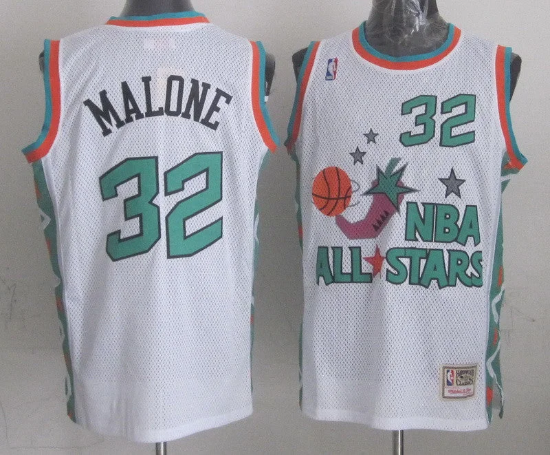 Heavy-Duty Basketball Jersey-1996 All Star 32 Malone White Basketball Jerseys