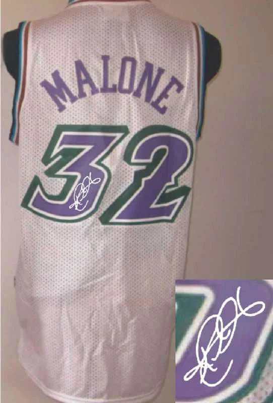 Fan Club Basketball Jersey-Jazz 32 Malone White Signature Edition Basketball Jerseys