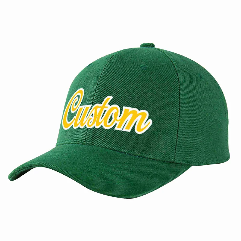 Farmer Baseball Cap-Custom Green Gold-White Curved Eaves Sport Baseball Cap Design for Men/Women/Youth