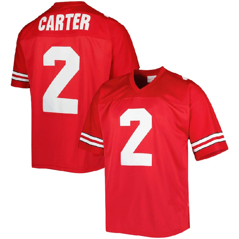 Training Football Jersey-O.State Buckeyes #2 Cris Carter Mitchell & Ness Authentic Jersey Scarlet Football Jersey Stitched American College Jerseys