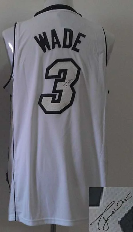 Casual Basketball Jersey-Heat 3 Wade White Signature Edition Basketball Jerseys