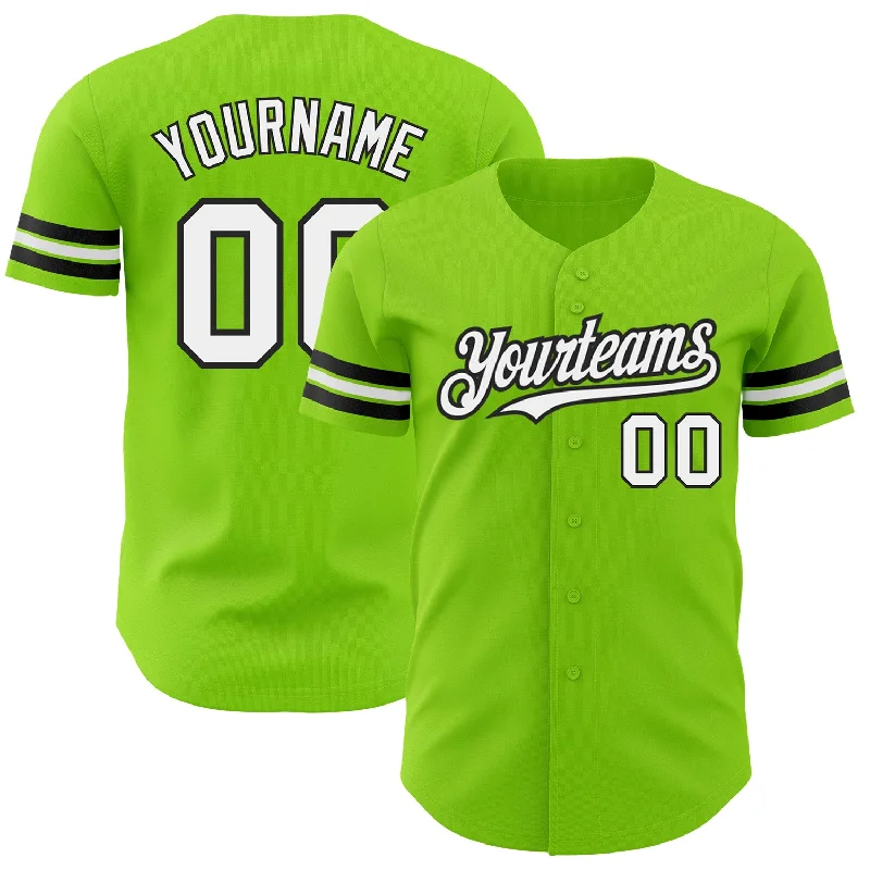 Replica Baseball Jersey-Custom Neon Green White-Black Authentic Baseball Jersey